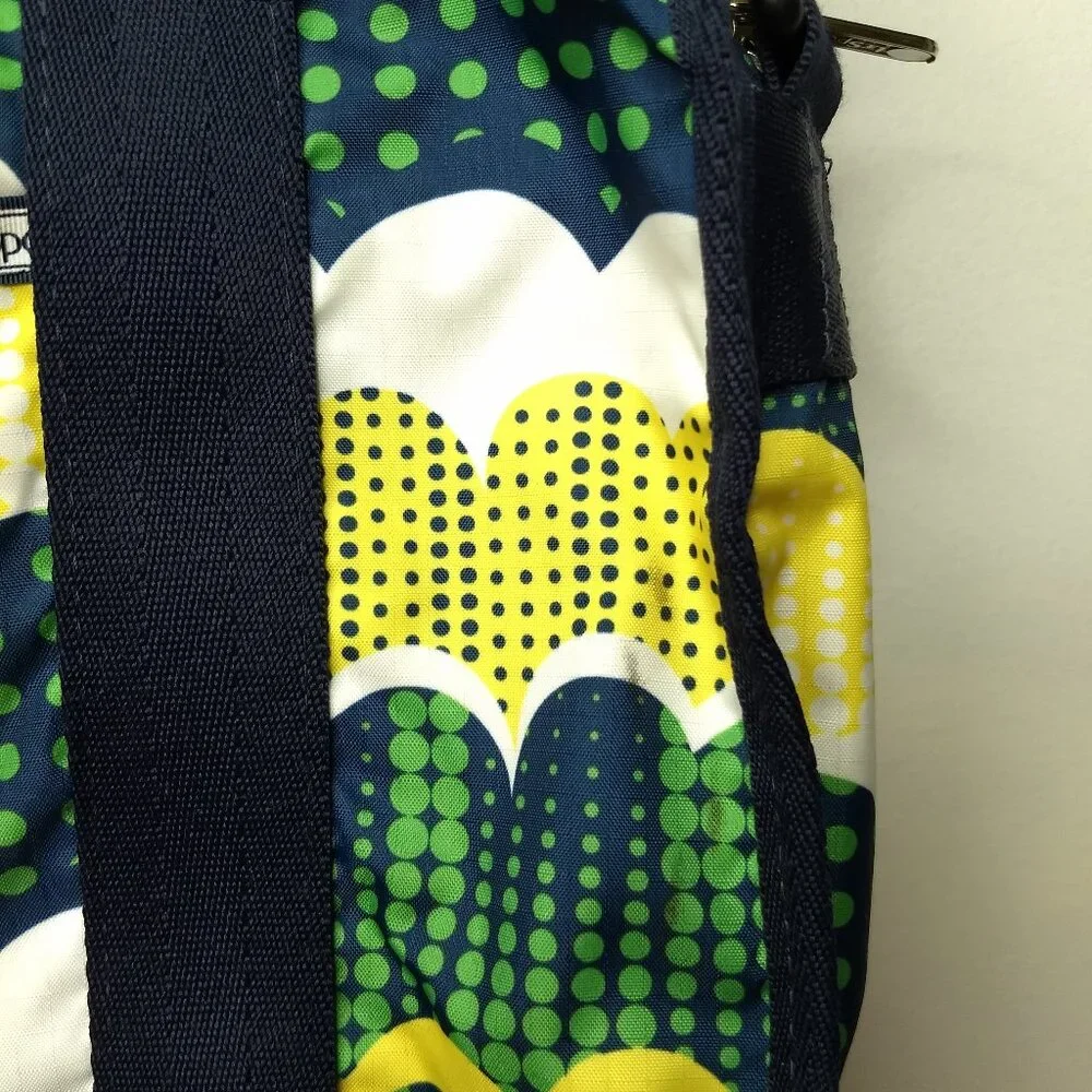Lesportsac Zippered Laptop Bag Green Yellow Blue White Abstract Pattern School